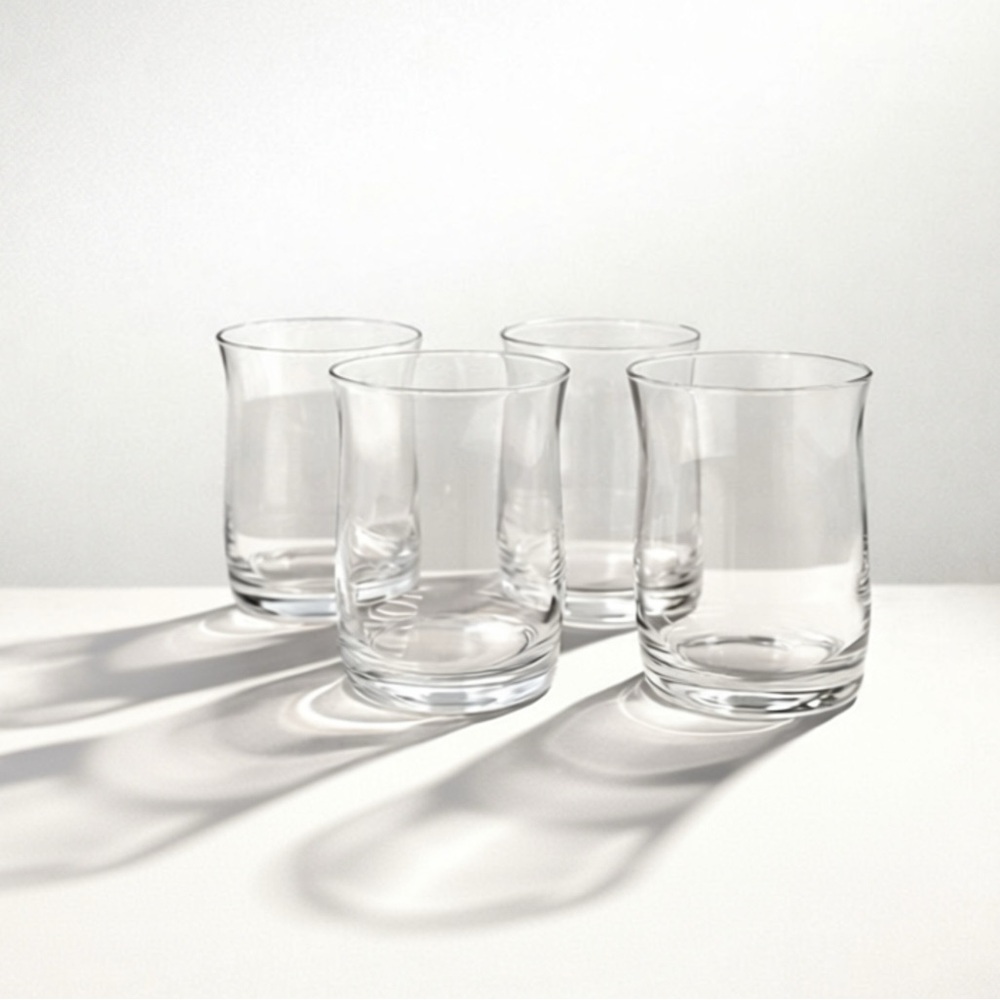 SET OF 4 GORGEOUS HAND BLOWN COCKTAIL/DRINKING GLASSES‎ - EUC SCOTCH WATER ETC